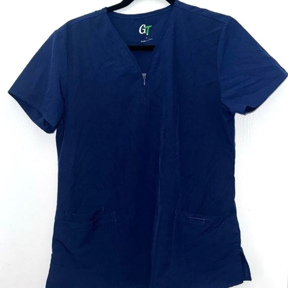 Navy Blue GT Womens V-Neck Scrub Top M